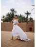 Off Shoulder Ivory Lace Wedding Dress With Court Train